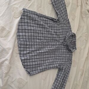 Eddie Bauer Black and White Plaid Shirt